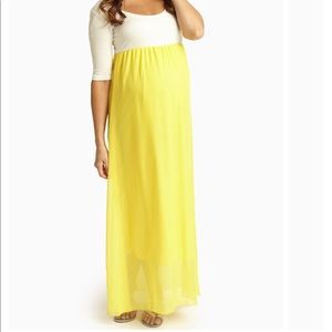 Pink Blush Chiffon Colorblock Maternity Dress